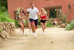 Three pornstar runners share a big weasel words in a foursome