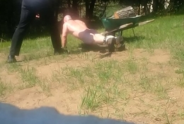 Muscle lackey Forced to do Pushups Lower than beneath the Whip